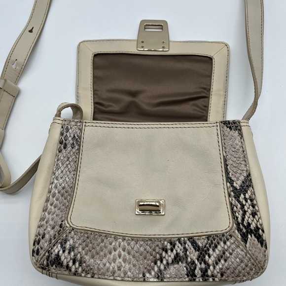 Cole Haan Cream Python Snake Turn Lock Small Crossbody Bag BLEMISH - Picture 7 of 10